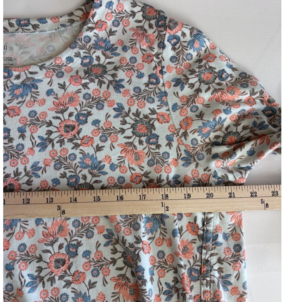 J. Jill Pima Cotton 3/4 Sleeve Scoop Neck Floral Tee Top Coral Blue 2XL - Picture 5 of 6